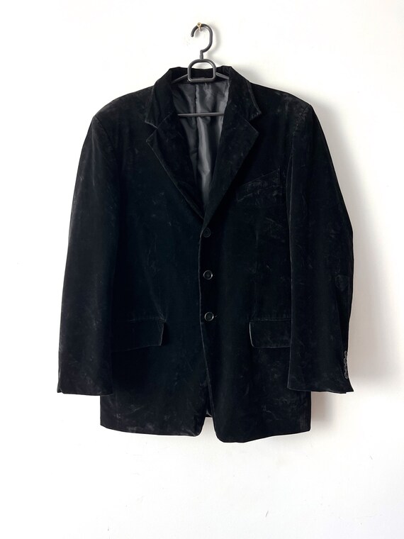 Vintage Black Velvet Sport Coat Dark Velvet Blazer Men's Etsy