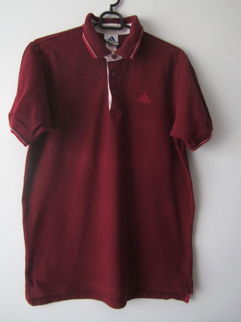 Vintage Adidas Polo Shirt Medium Mens Polo Sport Shirt Carmine Etsy
