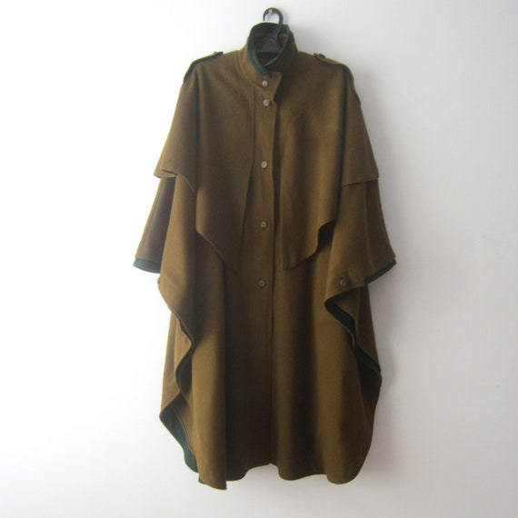 Vintage Austrian Tyrolean Loden Wool Cape Coat Mus