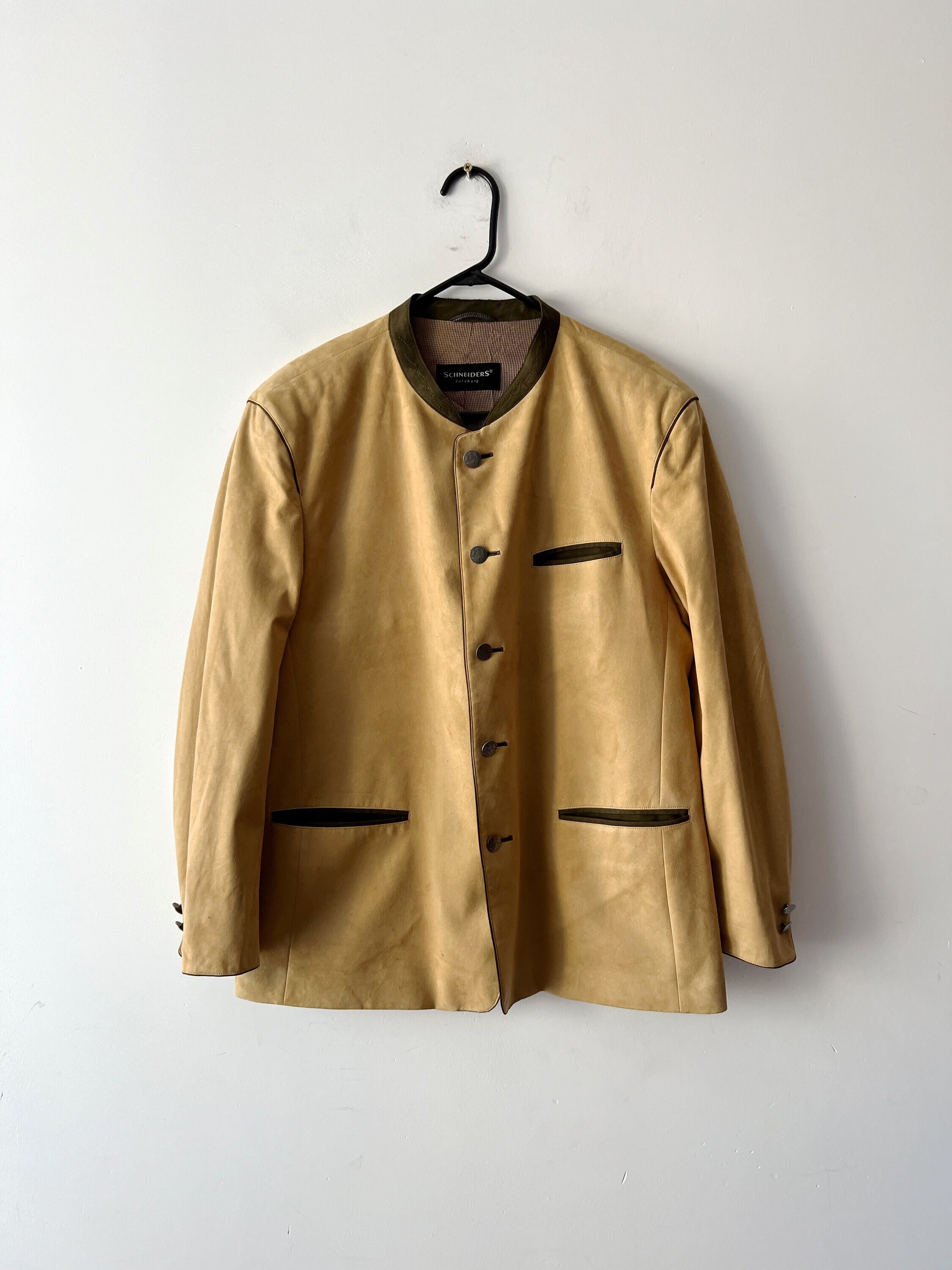Vintage Mens Loden Jacket Brown Traditional Folk Austrian