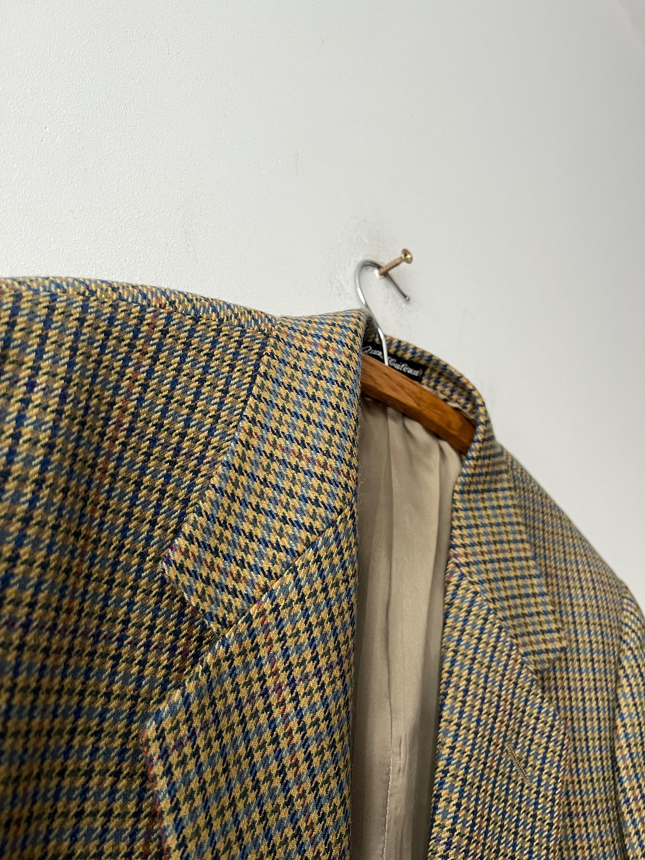 Vintage Khaki Houndstooth Wool Coat