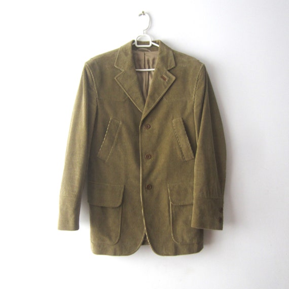Vintage Sport Coat Brown Corduroy Blazer Men's Cot