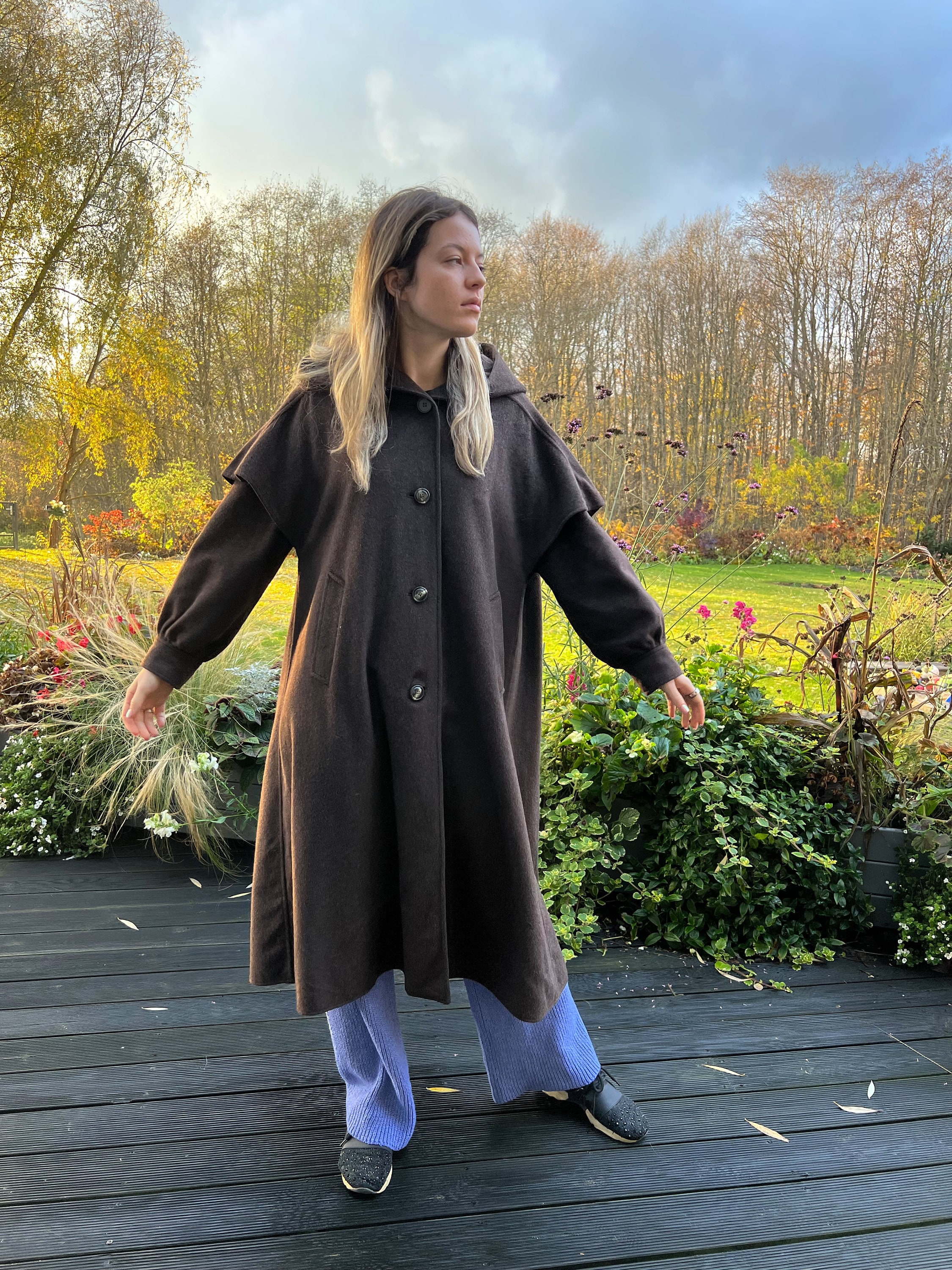 Loden Wollmantel Damen Alpaka Lodenmantel Kapuze Steinbock® Alpaka