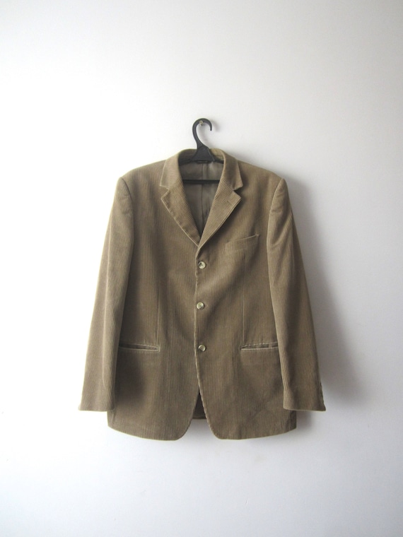 Vintage Sport Coat Brown Corduroy Blazer Men's Cot
