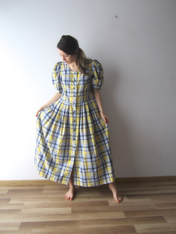 Vintage Plaid Dirndl Dress German Austrian Dress … - image 1