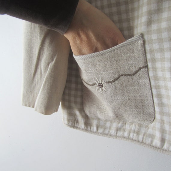 Vintage Linen Blend Dirndl Jacket Women German Lo… - image 4