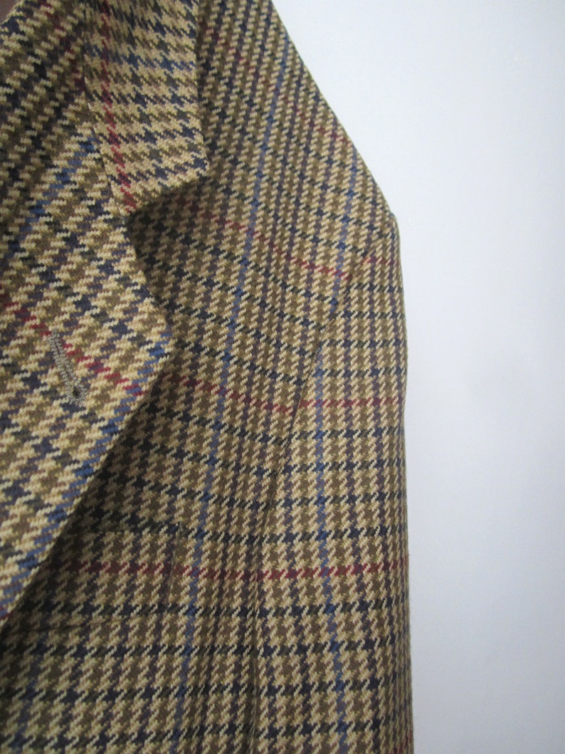 Vintage Mens Wool Sport Coat Tweed Plaid Jacket Mens Retro Blazer Urban Casual Jacket Checkered Sports Coat Size Large