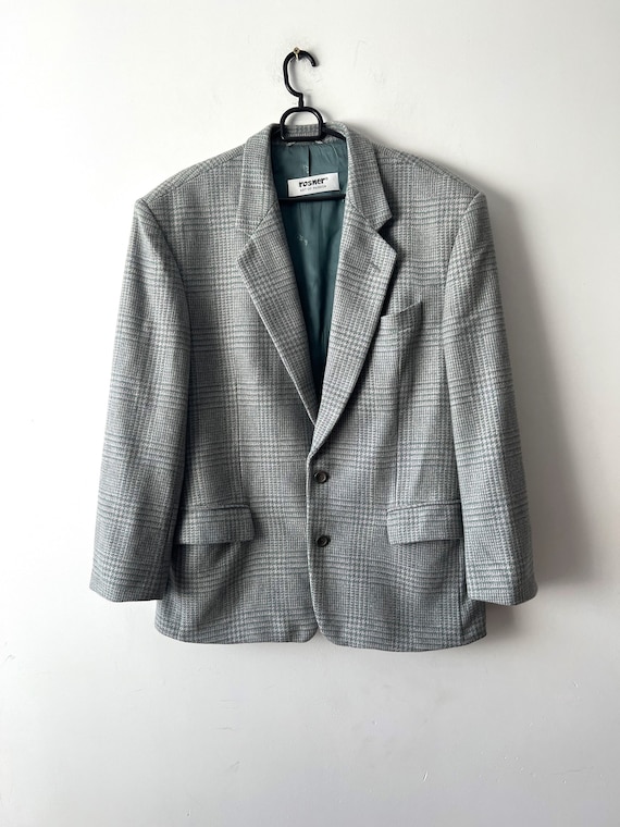 Vintage Tweed Plaid Jacket Wool blend cashmere spo