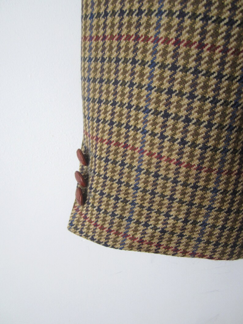 Vintage Mens Wool Sport Coat Tweed Plaid Jacket Mens Retro Blazer Urban Casual Jacket Checkered Sports Coat Size Large