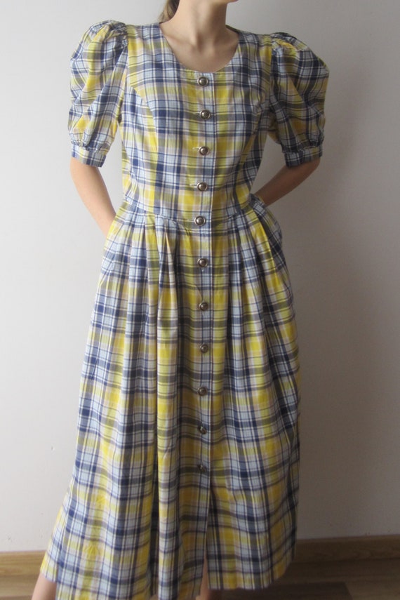 Vintage Plaid Dirndl Dress German Austrian Dress … - image 7