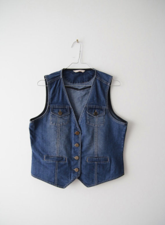 dark blue denim vest