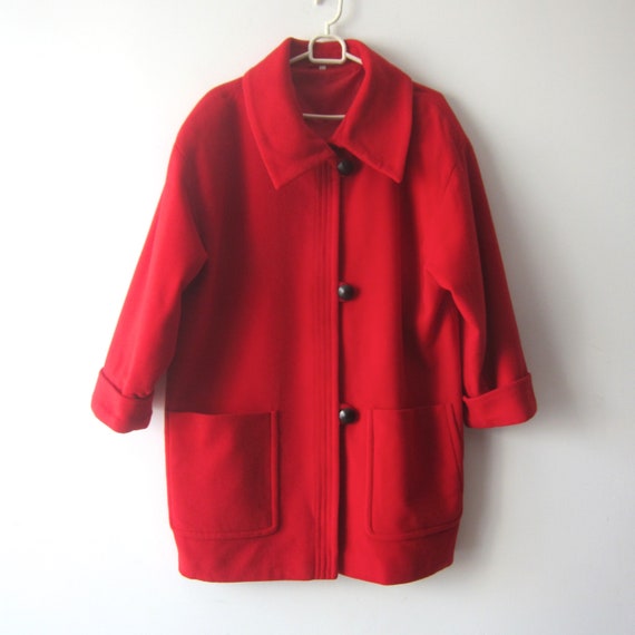Vintage Red Wool blend Jacket Romantic Short Coat