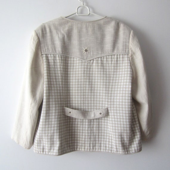 Vintage Linen Blend Dirndl Jacket Women German Lo… - image 5