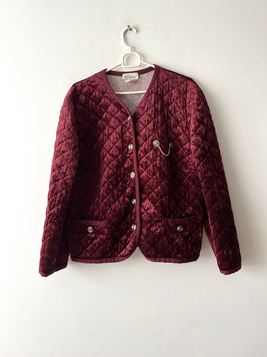 Women's Vintage Burgundy Velvet Top/Jacket L/XL