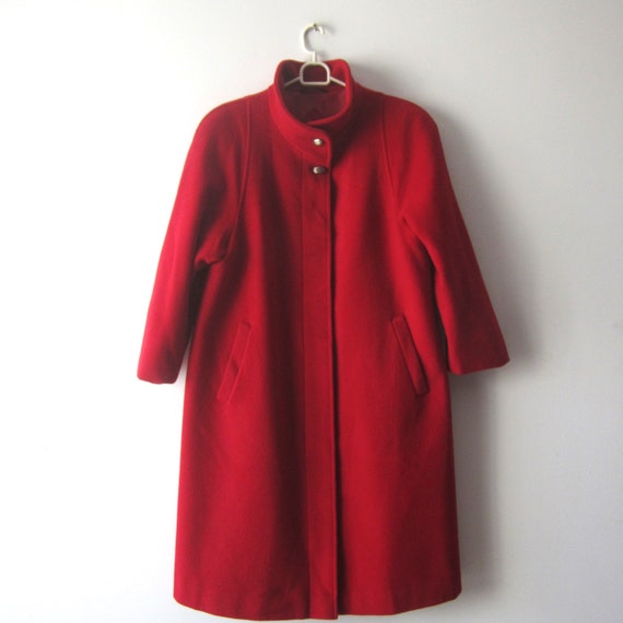 Vintage Red Coat Women's Wool blend Coat Romantic