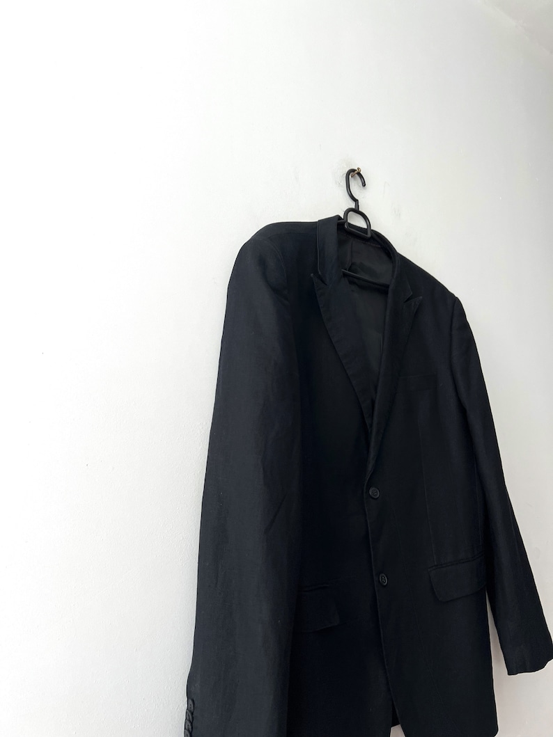 Vintage Mens Black Linen Jacket Classic Summer Jacket Gentlemen's Linen