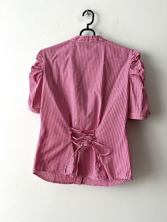 Vintage Austrian Plaid Shirt Women's Dirndl Blous… - image 7