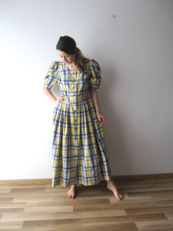 Vintage Plaid Dirndl Dress German Austrian Dress … - image 2