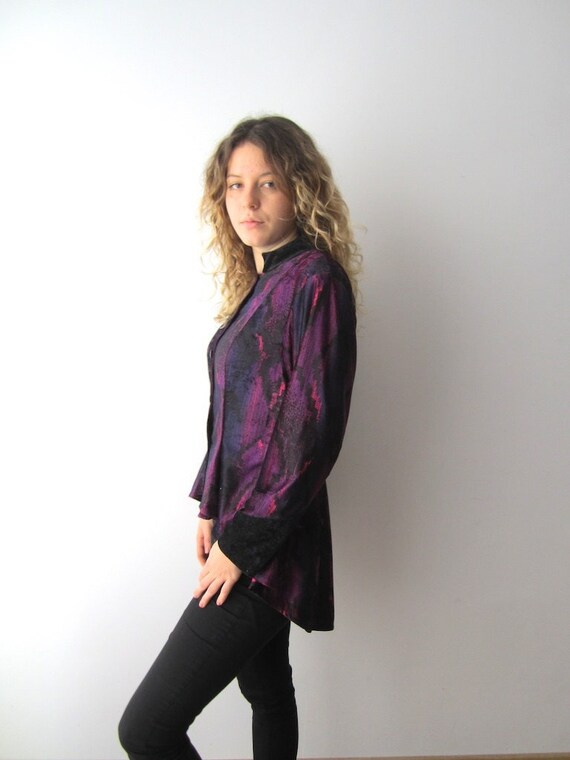 Vintage Mary Ann Velvet Cardigan Patterned Velvet… - image 1