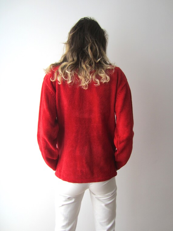 Diamond Pattern Sweater Angora blend Red Sweater … - image 3