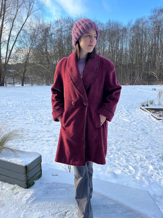 Vintage Wollmischung Mohair Mantel Rot Romantische Kurzmantel