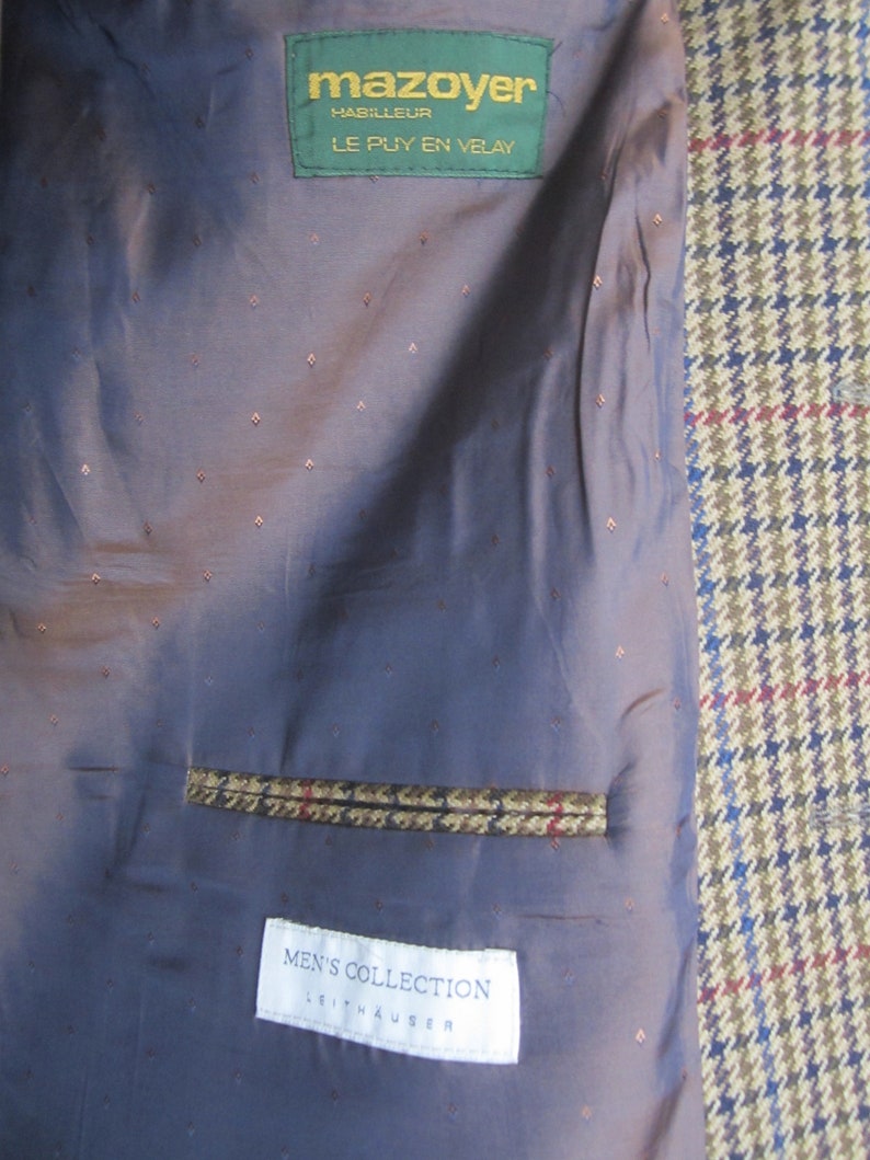Vintage Mens Wool Sport Coat Tweed Plaid Jacket Mens Retro Blazer Urban Casual Jacket Checkered Sports Coat Size Large