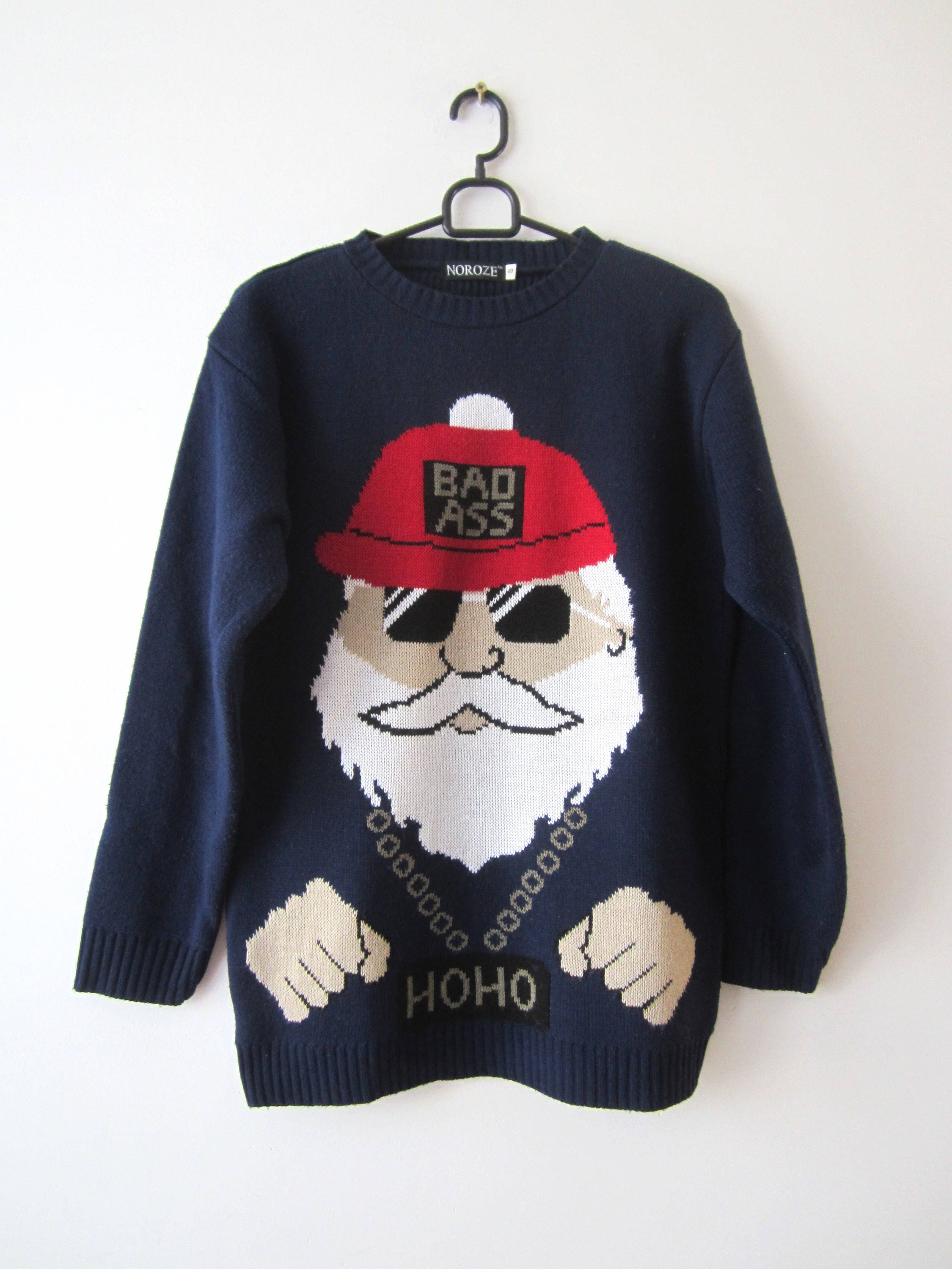 Navy Blue Knitted Christmas Sweater Small Size Mens Ugly Party - Etsy