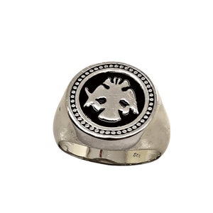 Men&#39;s ring in 925 silver plated or brass plated with the double-headed eagle of the Byzantine Empire and AEK Athens FC. Κι