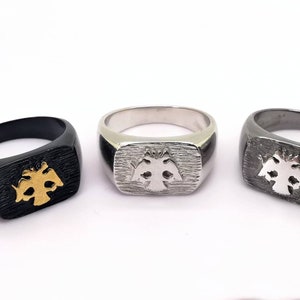Silver Ring with the Byzantine Eagle/ Byzantine Empire/ Orthodox/ Cristianity/ Black Ceramic Stamp Ring/ Constantinople