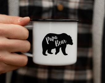 Papa Bear Enamel Mug - Papa Bear Mug - Father's Day Gift - Camp Mug - Enamel Camping Mug - Vintage style Enamel Mug - 12 oz