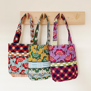 Mini sac fourre-tout fait main à motif japonais pour femme, sac fourre-tout de style Ukiyo-e, petit sac fourre-tout, mini sac fait main pour fille