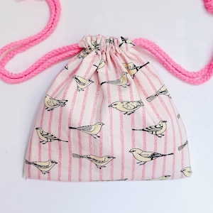 Graziosa piccola pochette in corda, borsa da toilette Birdy, piccola pochette per il trucco, piccola pochette da viaggio, mini pochette, custodia estetica multiuso per donna