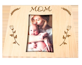 Wooden Engraved Picture Frame Mom Mothers Day Gift Fits 4x6 Photo