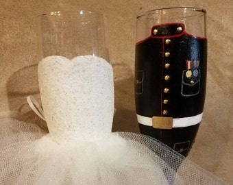 Military Wedding Toasting Glasses