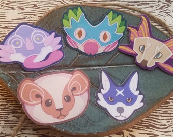 Monster Faces Vinyl Stickers [Pukei-Pukei Mizutsune Chameleos Paolumu Palamute Sticker Set]