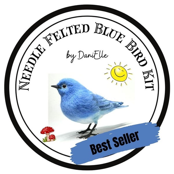 Needle felted blue bird KIT