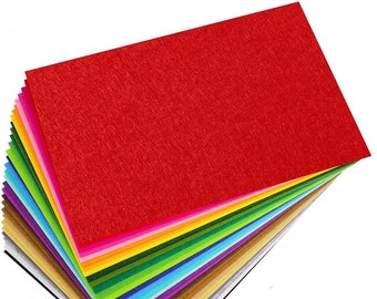 May include: A stack of 20 sheets of felt paper in various colors, including red, orange, yellow, green, blue, purple, brown, and black.