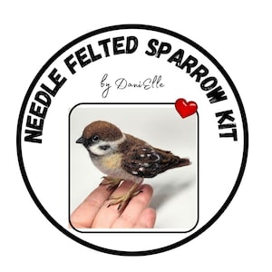 KIT Needle felted sparrow ,wool bird KIT, DIY sparrow image 1