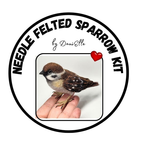 KIT -Needle felted sparrow ,wool bird KIT, DIY sparrow