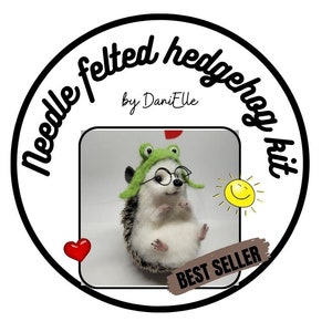 KIT NEEDLE  felted hedgehog , DIY wool hedgehog,needle felted hedeghogs, Frog hat not included!Please read the description,thank you