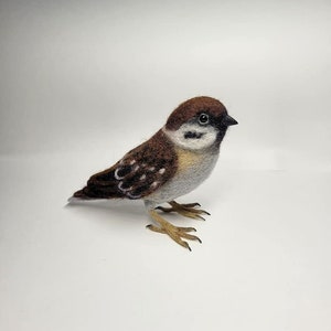 KIT Needle felted sparrow ,wool bird KIT, DIY sparrow image 4