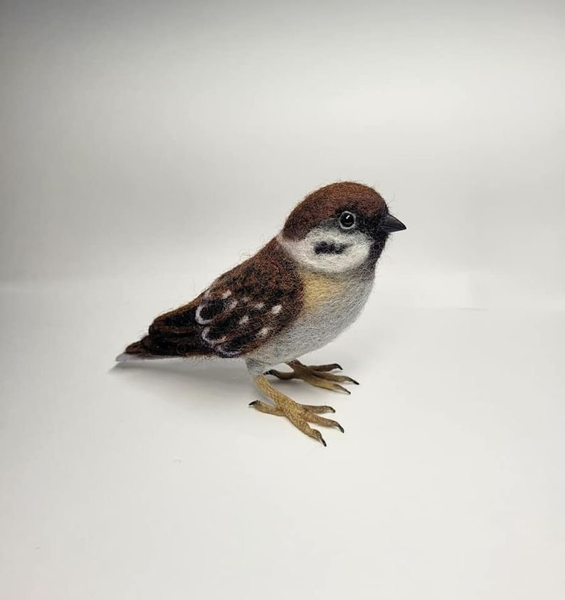 KIT Needle felted sparrow ,wool bird KIT, DIY sparrow image 4