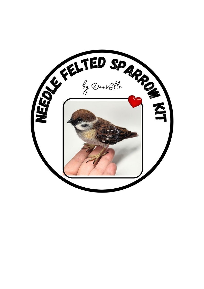 KIT Needle felted sparrow ,wool bird KIT, DIY sparrow image 1