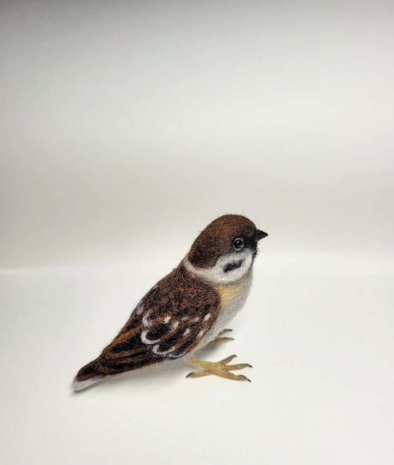 KIT Needle felted sparrow ,wool bird KIT, DIY sparrow image 3