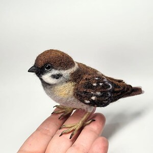 KIT Needle felted sparrow ,wool bird KIT, DIY sparrow image 2