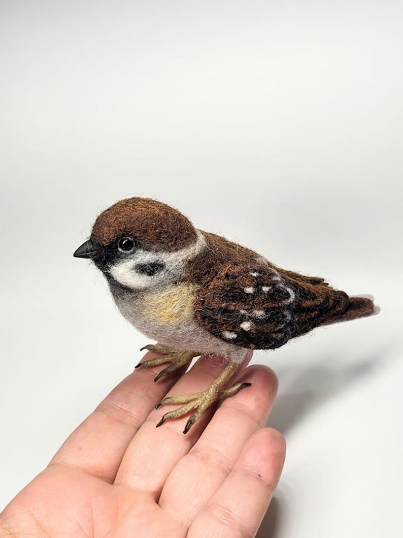 KIT Needle felted sparrow ,wool bird KIT, DIY sparrow image 2