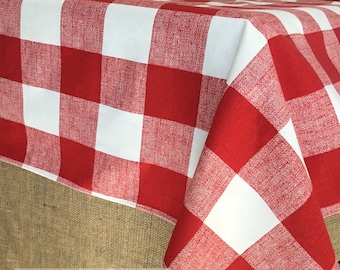 Red Plaid Tablecloth Buffalo Check Linens Picnic Table Overlay Classic Rustic Farmhouse Home Decor Dining Room Kitchen Centerpiece