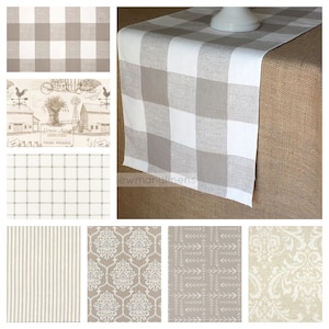 Tan Taupe Gray Beige Cream Table Runner Centerpiece Linens Autumn Fall Decor Rustic Farmhouse Cottage Home Decor Gift for Her