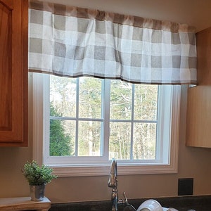 Buffalo Check Valance Kitchen Cafe Curtains Window Treatments Plaid Window Topper Country Rustic Farmhouse Home Decor Sale Many Colors