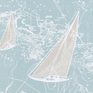 Spa Aqua Blue Curtains Sailboat Nautical Decor Nursery Bedroom Curtain Panels Window Treatments Home Decor Beach House Coastal Living